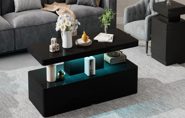 Modern LED Coffee Table for Living Rooms and Patios in Black or White with 16-Color Lighting