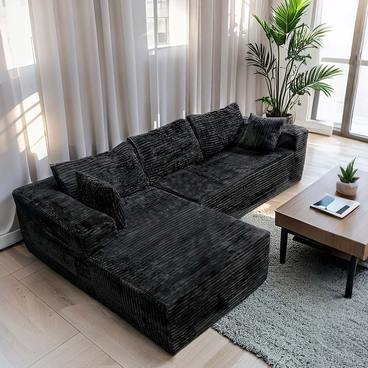 Corner Sofa in Soft Ribbed Fabric for Contemporary Living Rooms — From Single Seating to Reclining Designs