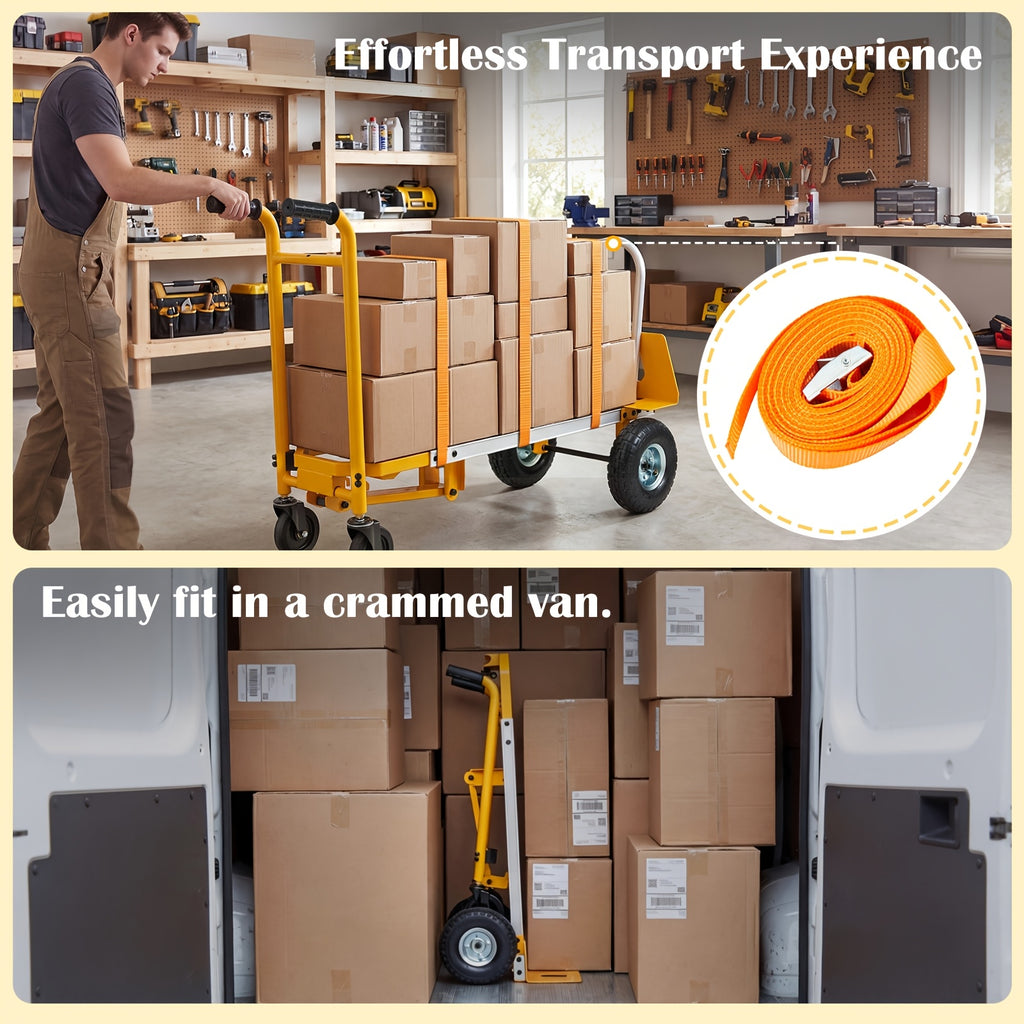 [Heavy Duty Folding Truck] Danrelax 4-In-1 Heavy Duty Folding Hand Truck 1000 Lbs Capacity, Convertible Cart And Platform Dolly, Lightweight Heavy Duty Moving Truck for Warehouse, Garage, Travel, Delivery