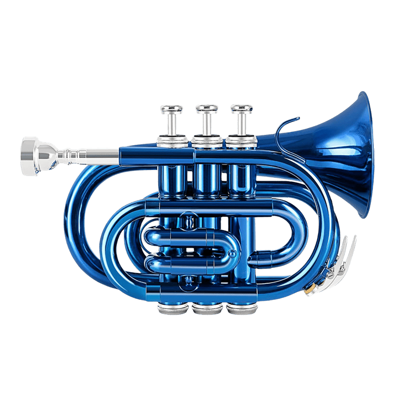 WUQIMUSC Bb Pocket Trumpet Nickel Plated, Brass Beginner Trumpet with 7C Mouthpiece, Case, Cleaning Kit & Gloves Musical Instruments Gift
