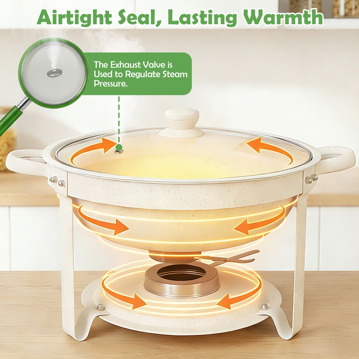 Chafing Dishes for Buffet of 1/2/4/6, 6QT White Chafing Dish Buffet Set Stainless Steel Chafer Set, Roll Edge Food Warmers for Parties, Wedding, Birthday, Church Events, Catering - Solely for Cooking