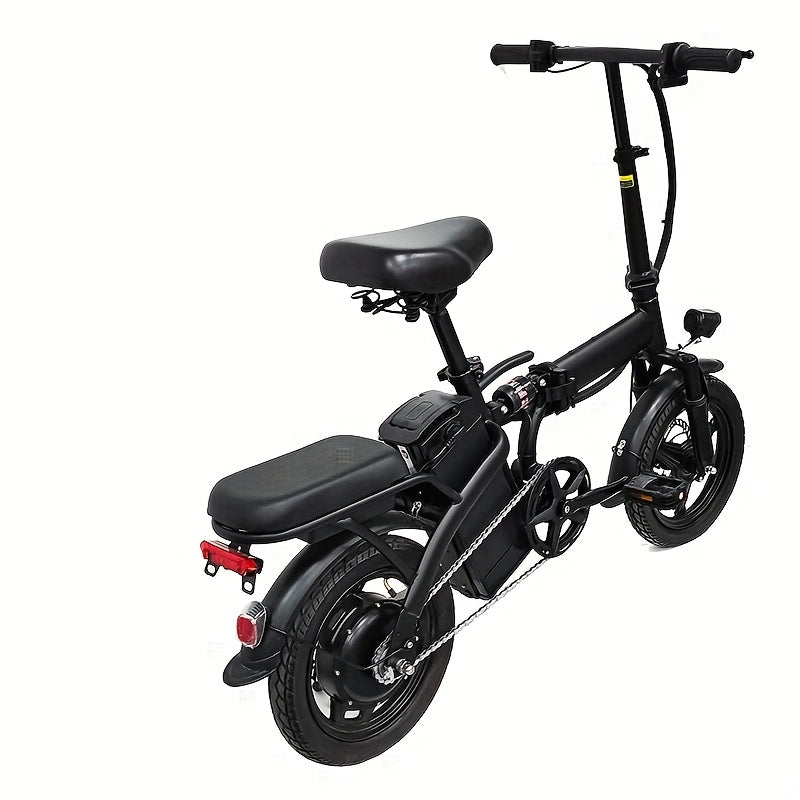 14-inch Lightweight Folding Electric Bicycle, 330 Lbs Load Capacity, 19 Mph Top Speed, Long-Lasting Battery, 48V Removable Lithium Battery with 18-28 Miles of Range, Front Headlight & Disc Brakes, Alloy Steel Frame, Black, for Urban Commuting