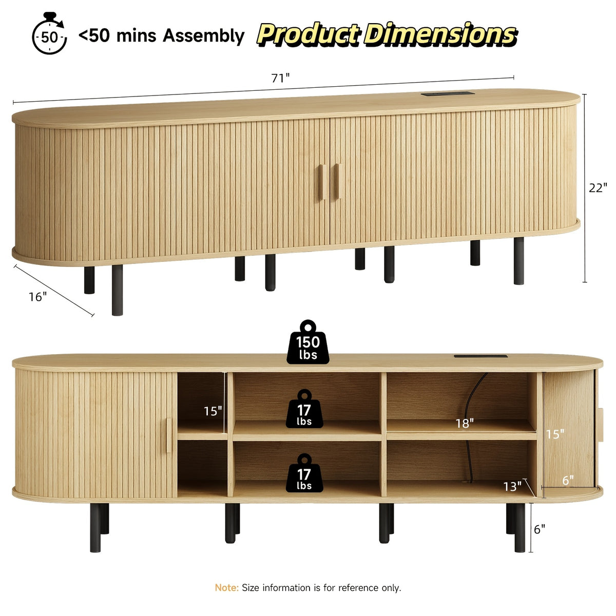 PAZCASA 70.8 Inch/55 Inch TV Stand with Power Outlet for Tvs Up to 75 Inches, Entertainment Center with Storage And Adjustable Shelves, Modern Media Console with Sliding Doors for Living Room, Walnut/Black/Oak