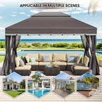 10'x13' Heavy-Duty Outdoor Patio Gazebo with Double Roof, Party Tent Suitable for Backyard, Deck, Garden - Assembly, Mosquito Netting & Curtains, Spacious Shelter for Parties, BBQs, Outdoor Events