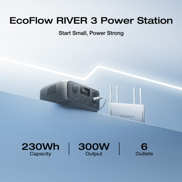 EcoFlow RIVER 3 230 Portable Power Station, 230Wh LiFePO4 Battery Power Station, 300W Up to 600W AC Output, <20 MS UPS & <30 dB, 1Hr Fast Charging Solar Generator for Home or Outside Use