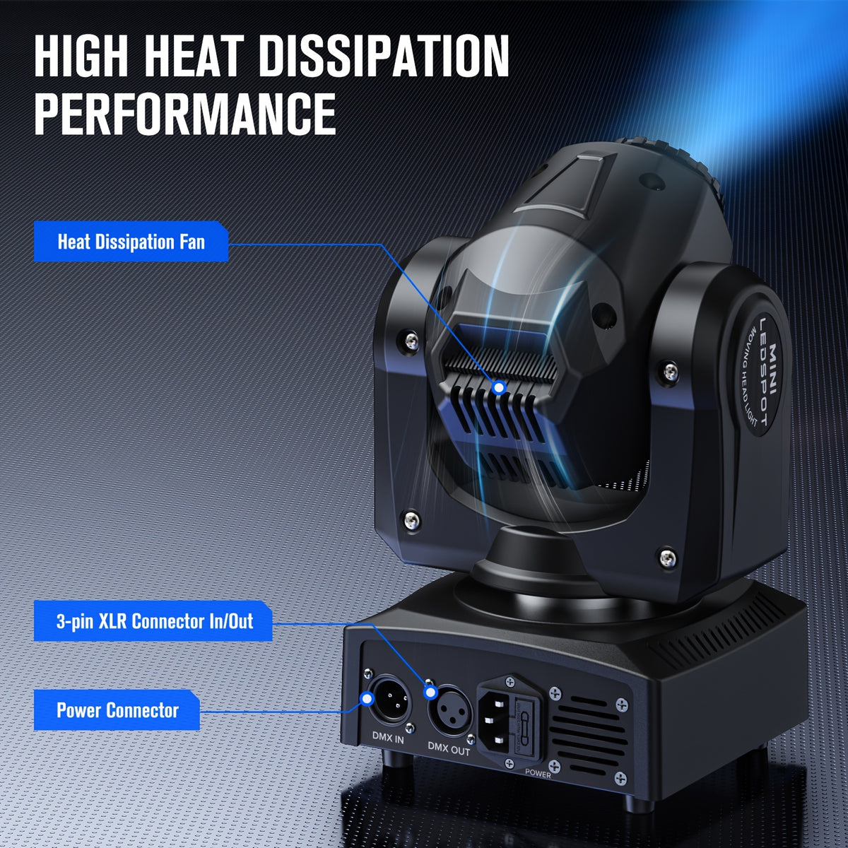[Disco DJ Party KTV] 2pcs 30W RGBW Spot LED Black Moving Head Light 7 Gobos 8 Color Stage Light DMX512 Disco DJ Party KTV Wedding Light
