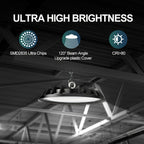 10pcs 200W UFO LED High Bay Light, Cold White 6000K, LED Commercial Lighting Fixtures, 90-277V, for Warehouse Garage Workshop Mall Factory Industrial Barn Gym, Dustproof And, with 4Ft US Plug