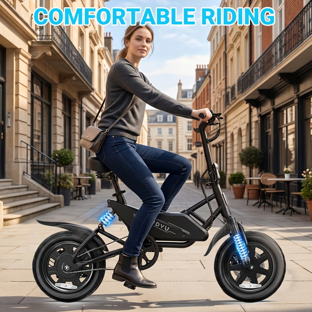 Electric Bike For Adults, 14" Ebike With 350W Motor, 36V7.8AH Battery, Commuter Electric Bicycle Dual Disc Brake, Front And Rear Suspension