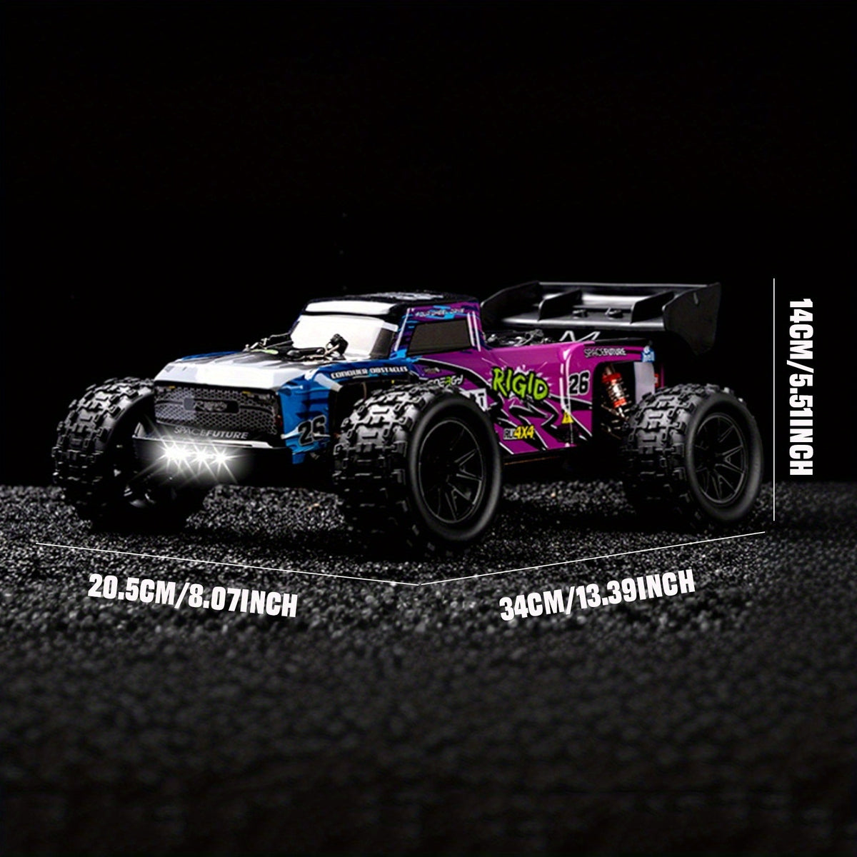 Flypear 4WD Brushless RC Car, 60+KM/H All Terrain High-Speed Off-Road Truck, Aluminum Alloy Chassis, 2.4Ghz Remote Control, Supports Vehicles Racing Together, Three-Wire 17G Digital Servo, LED Lights