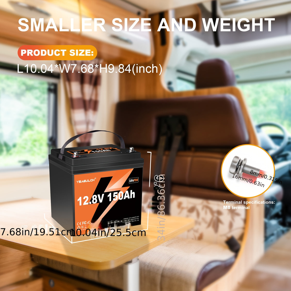 [Lithium Battery 12V] 12V 100Ah LiFePO4 Lithium Battery With 100A BMS, Deep Cycle Marine Battery 12V, Max 1280Wh Energy, Group 24 For RVs, Vans, Trailers, Motorhomes, And Boats