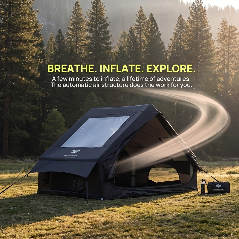 4-6 Person Inflatable Camping Tent - Easy-To-Set-Up Family Outdoor Tent with Sunshade, Windproof, Heat Insulation, And Mosquito Protection. High-Quality Design, Suitable for All Seasons, Includes Storage Bag, Air Conditioning Vent, And Chimney
