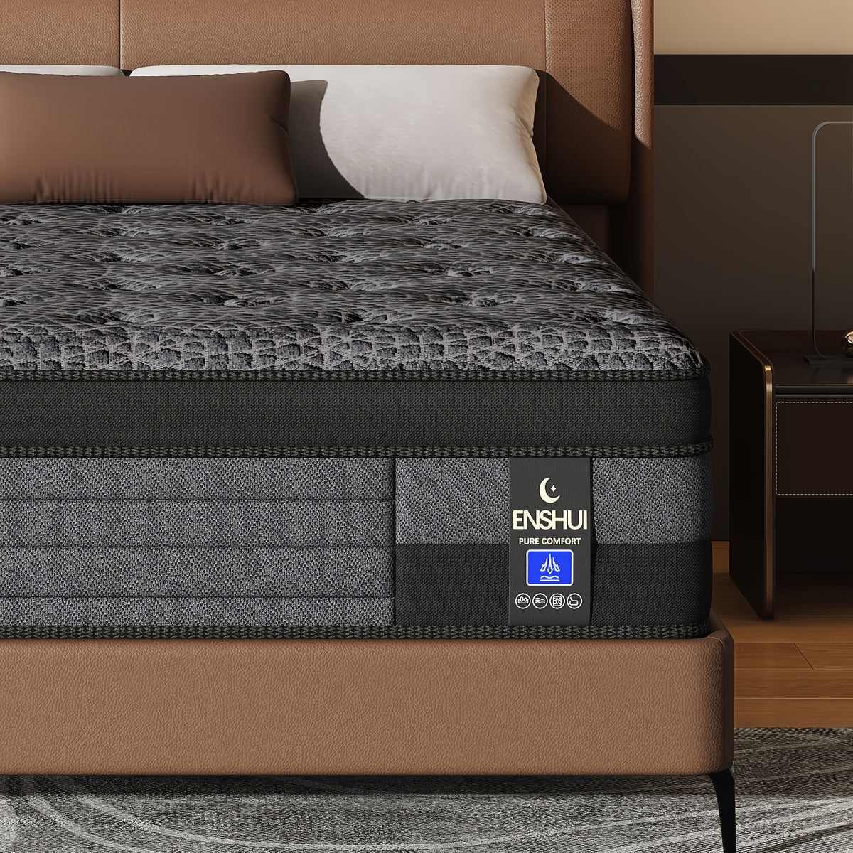 12/14 Inch Queen Size Mattress, King Size Mattress, Full Size Mattress, Twin Mattress in a Box with Memory Foam And Individual Pocket Springs, Motion Isolation, Pressure Relief, Medium Firm Feel, Cool And Comfortable Sleep, Edge