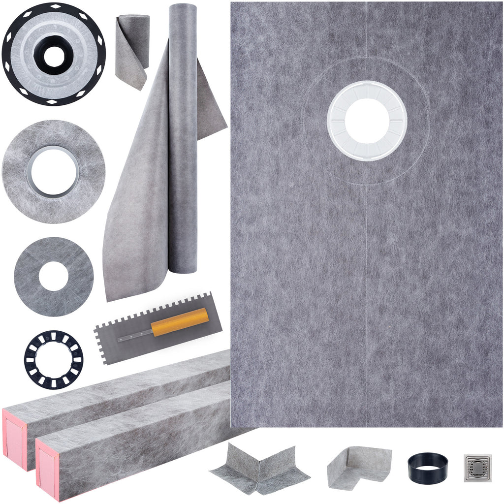 VEVOR Shower Curb Kit with 38 x 60-Inch Sloped Tray for Bathroom Floor and Wall Installation