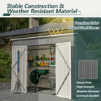 Outdoor Metal Storage Shed, 8' x 4' Gray Backyard Organizer with Lockable Door and Floor Frame