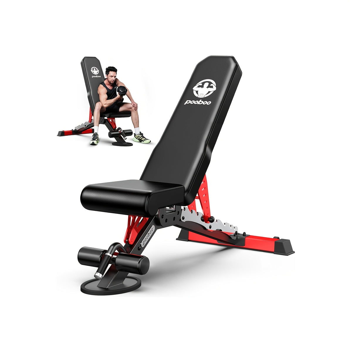 HASIMAN 1200LB Heavy-Duty Adjustable Weight Bench - Strength Training, Dual Rails & C-Lock Safety for Home Gym