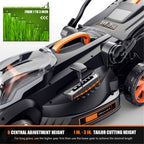 40V 16" Cordless Lawn Mower W/ 4.0Ah Battery, Brushless Motor, 6 Position Height Adjustment Electric Lawn Mower, Single-Lever Height Adjustment, 2-in-1 Mulch & Bag, Foldable Handle for Easy Storage