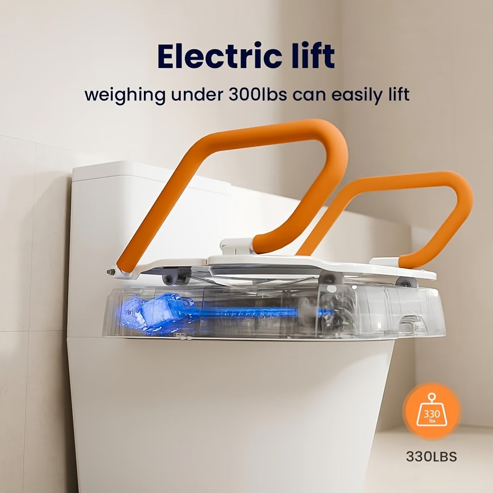 [For Elderly] Electric Raised Toilet Seat, Electric Toilet Seat Lift, Powered Toilet Seat Riser with Handles, Toilet Lift Seat for Elderly, Support Up to 330LBS