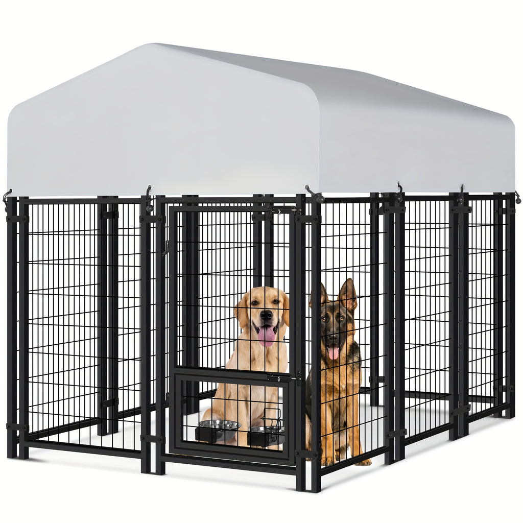 Towalker 8X4X5Ft Outdoor Dog Enclosure for Large Breeds, Heavy-Duty Welded Wire Playpen for Outdoor Use, Recently Enhanced Security Door Lock And Panel Connector/Uv-Resistant Roof Cover