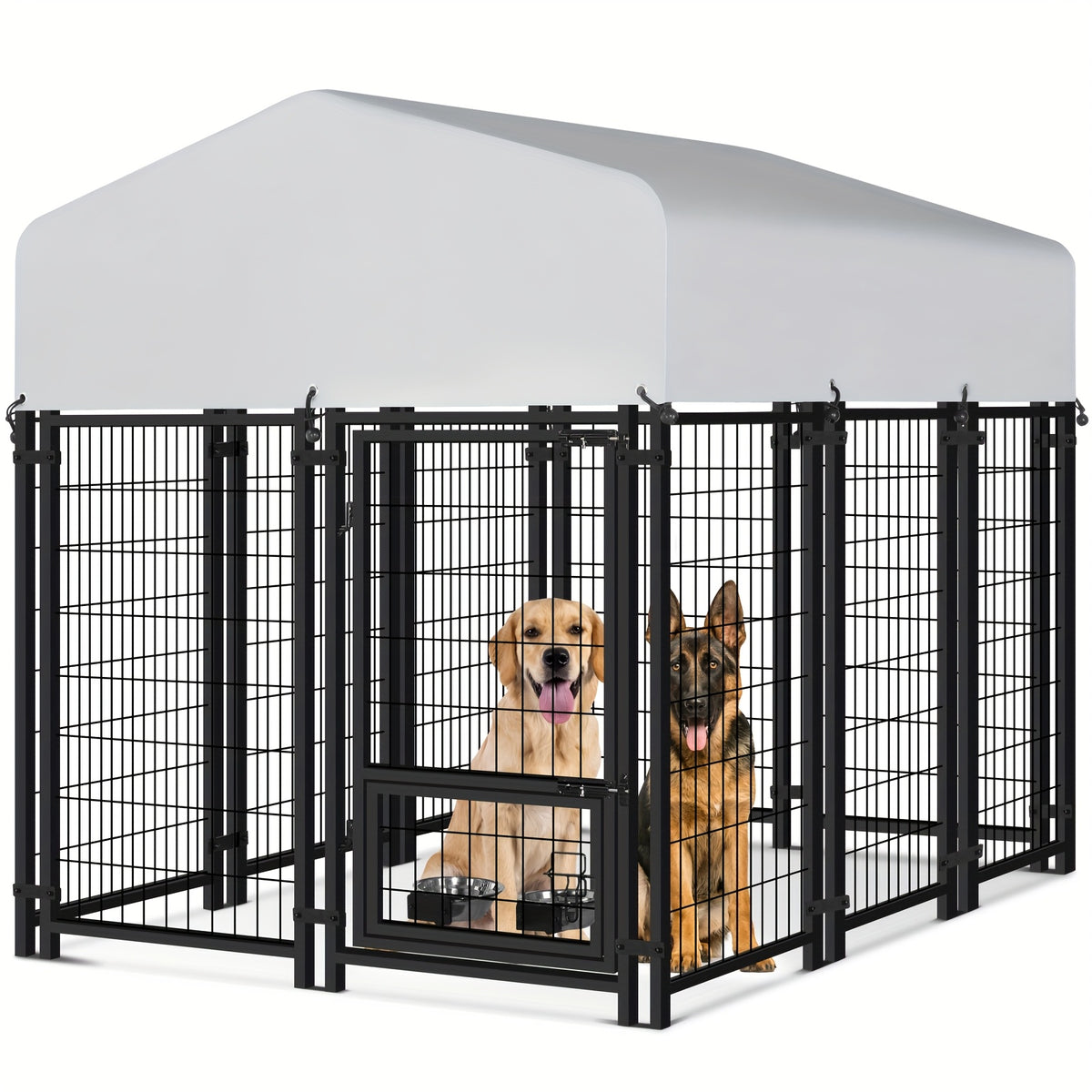 Towalker 8X4X5Ft Outdoor Dog Enclosure for Large Breeds, Heavy-Duty Welded Wire Playpen for Outdoor Use, Recently Enhanced Security Door Lock And Panel Connector/Uv-Resistant Roof Cover