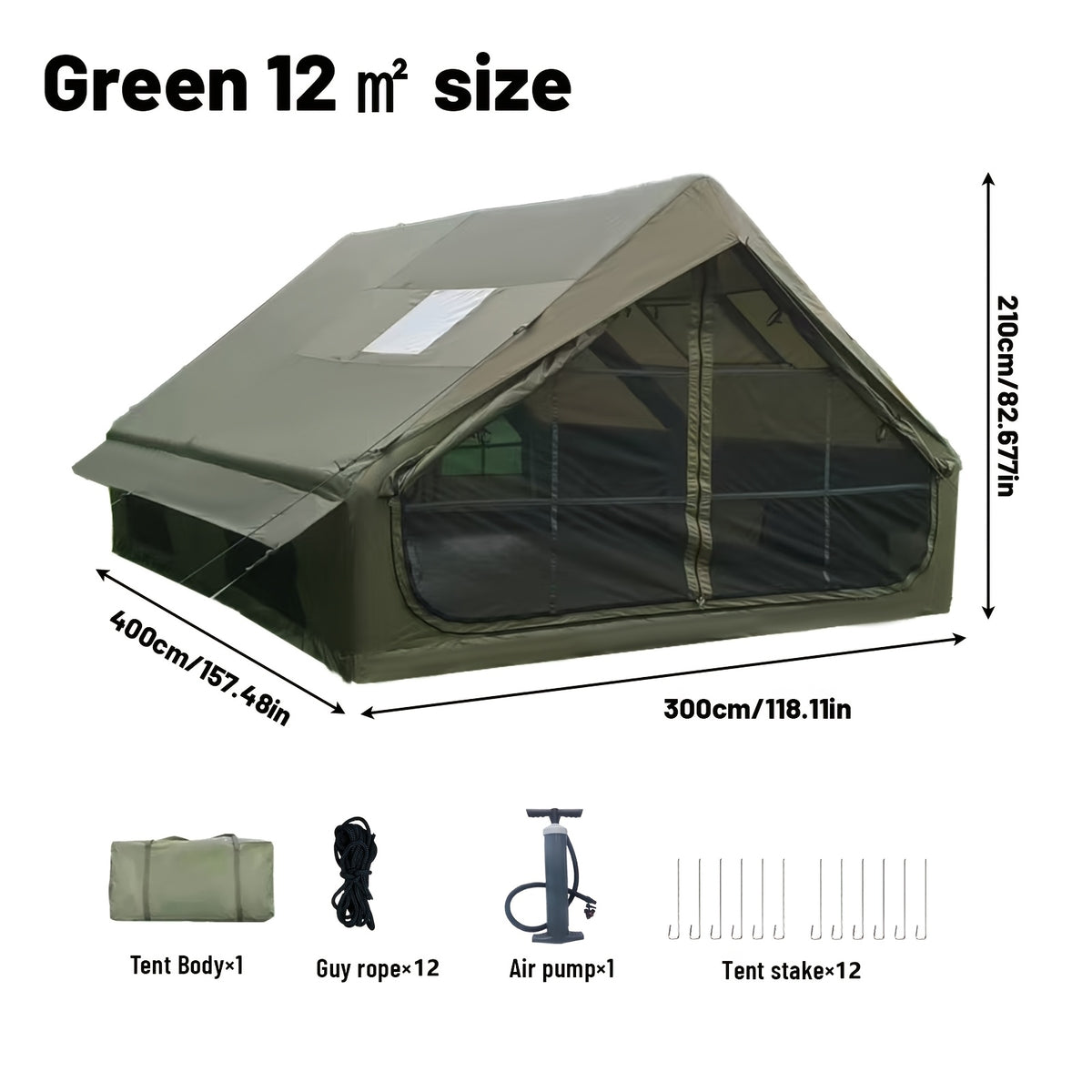 Pakicetus 2-4-6-8 Person Summer Camping Inflatable Tent, Quick Air Circulation with Breathable Mesh Design, Weather-Resistant Oxford Cloth Material Four-Season Camping Cabin, Spacious Full Mesh Windows and Door, Easy Setup with Manual Pump