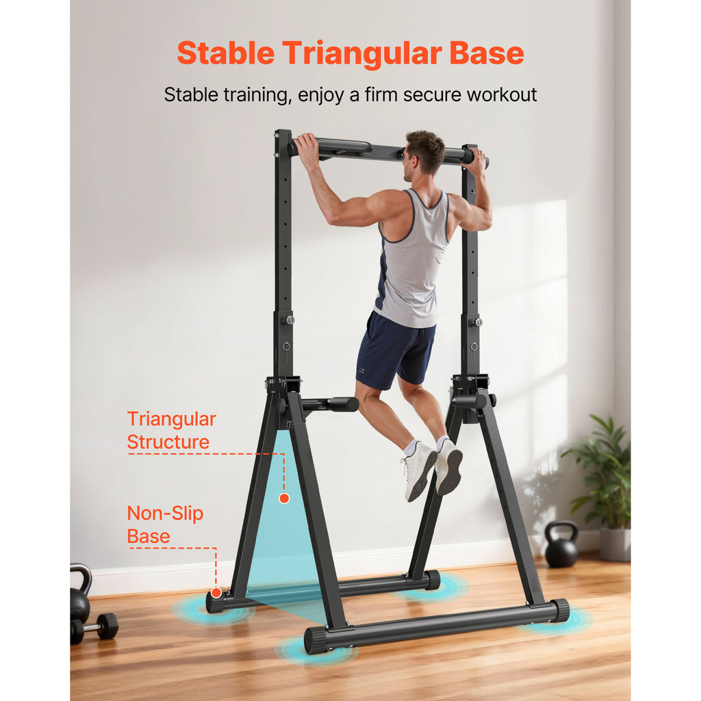 VEVOR Pull Up Bar, 330LBS Capacity Portable Pullup Bar Station, Pullup Bars Free Standing with Triangular Structure & Heavy-Duty Steel Tube, 9 Level Height Adjustment Gravity Fitness for Arms, Back