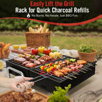 Charcoal BBQ Grills Outdoor - Barrel Charcoal Grill with Offset Smoker(Model: L)/ Outdoor BBQ Grill with Side Table(Model:M/XL-A/XL-C)for Backyard, Patio, Parties, Camping, Outdoor Cooking, Large Event Gathering, Black