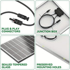 Werchtay 200W*2 Solar Panels, 25.5% 18BB High Efficiency Monocrystalline 2pcs 200W 12 Volt Solar Panels Systems Solar Module for Farm House Rooftop RV Caravan And Other Off-Grid System