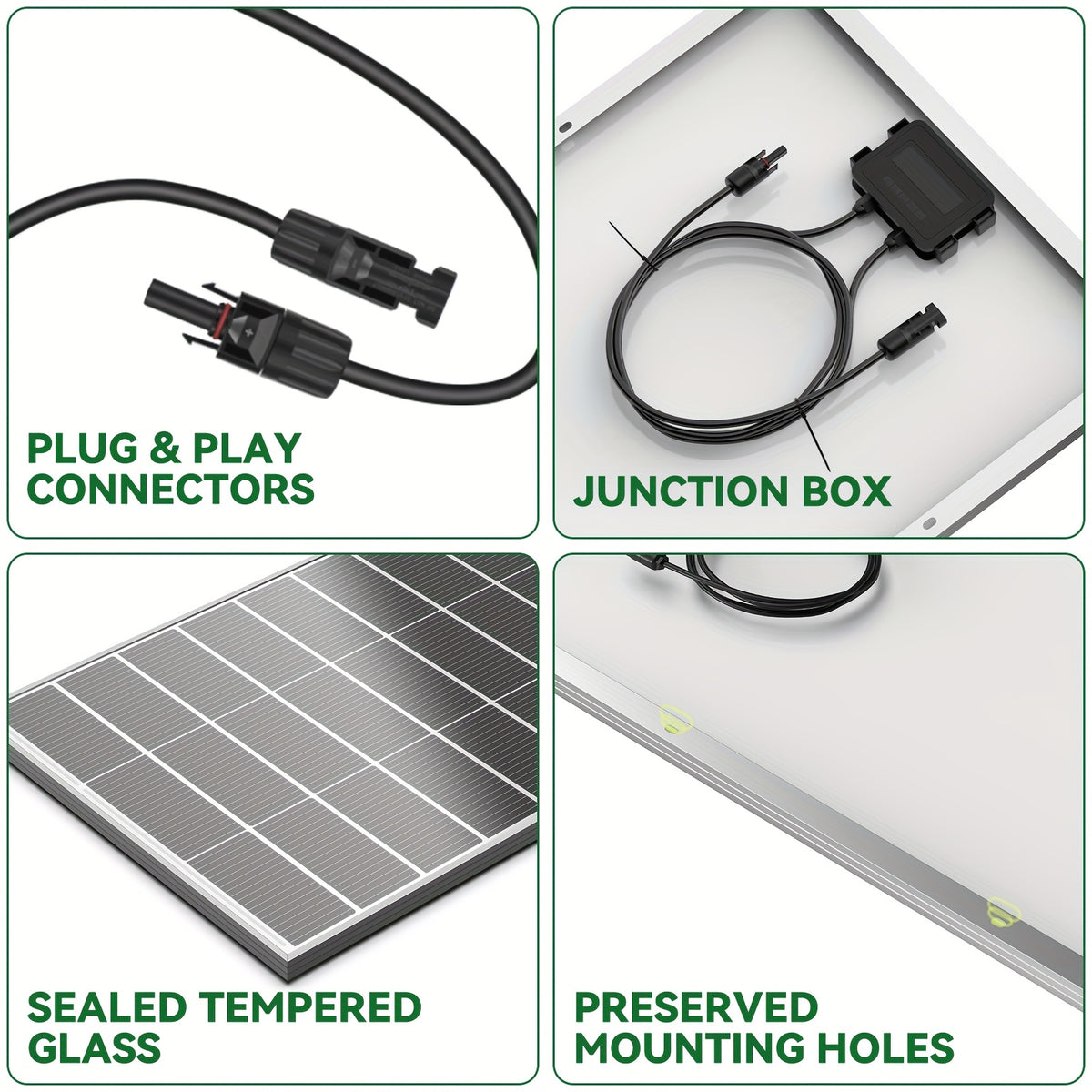 Werchtay 200W*2 Solar Panels, 25.5% 18BB High Efficiency Monocrystalline 2pcs 200W 12 Volt Solar Panels Systems Solar Module for Farm House Rooftop RV Caravan And Other Off-Grid System