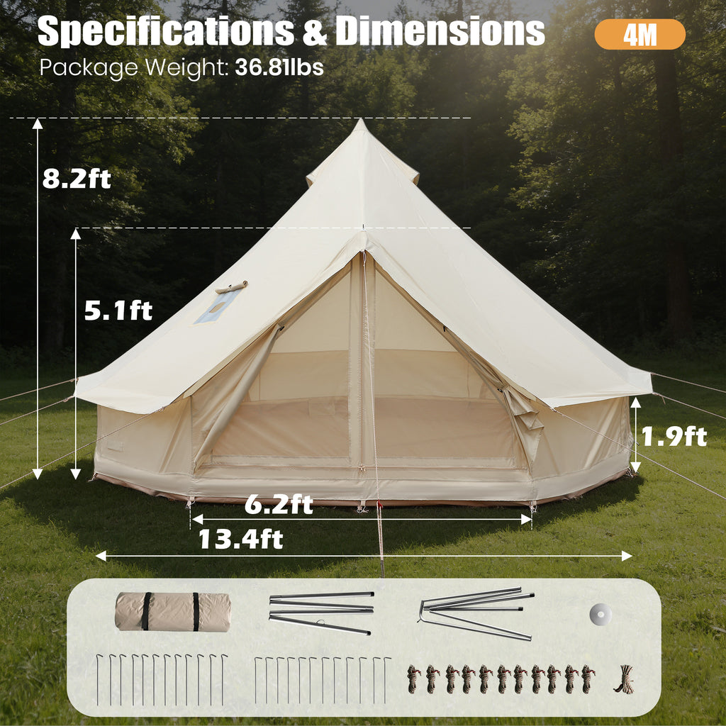 Luxury Oxford Fabric Bell Tent, Yurt Canvas Tent with Stove Jack, 4/6/8 Person Family 4 Season Camping