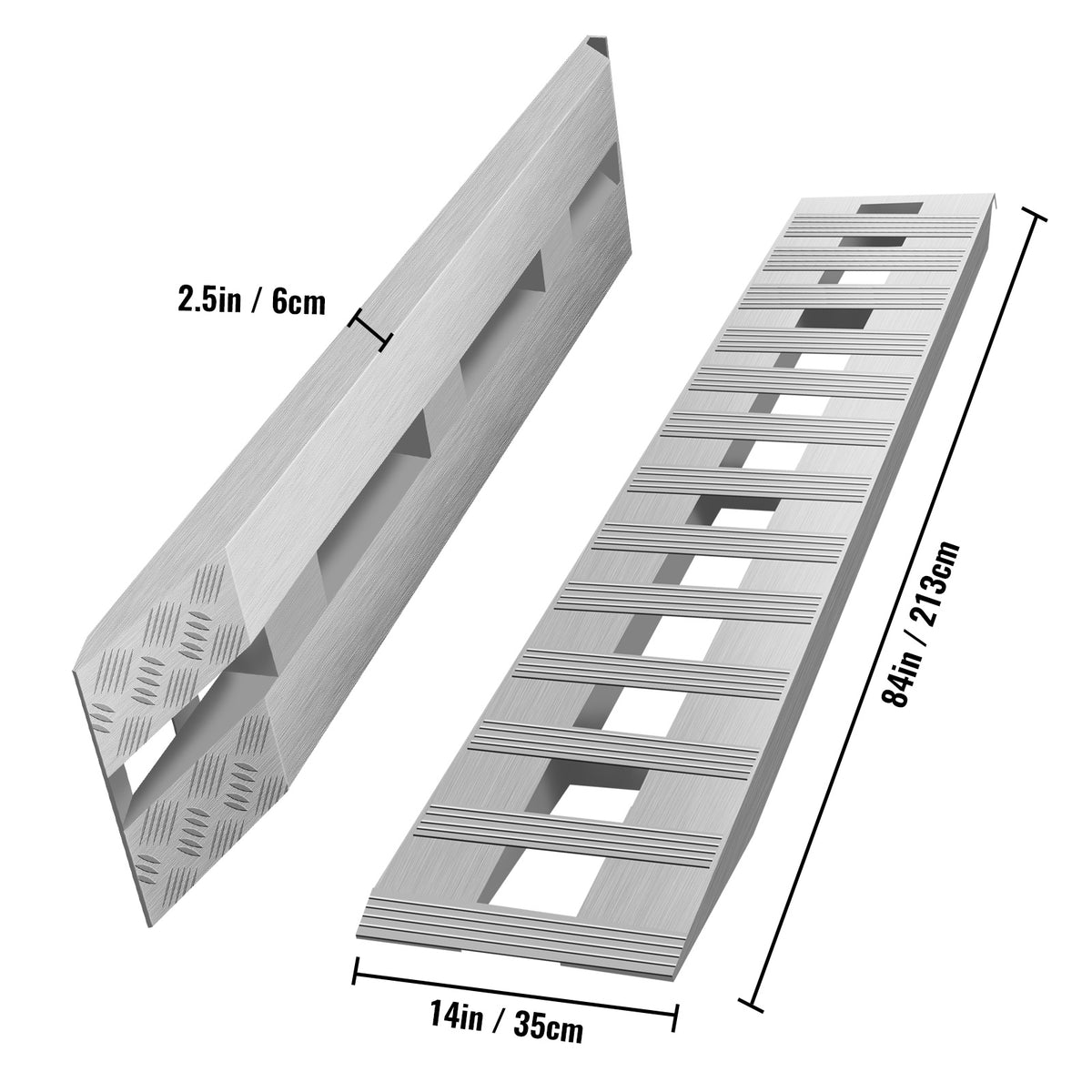 VEVOR 84x14 Inch Aluminum Ramps 6000LBS Capacity Car Trailer Truck ATV Ramps 1 Pair 2 Ramps