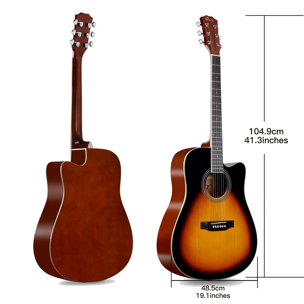 [Beginner Kit] WINZZ TG-A4 41-Inch Acoustic Cutaway Guitar Package for Beginners Adult Teen - Starter Kit, Glossy Sunburst