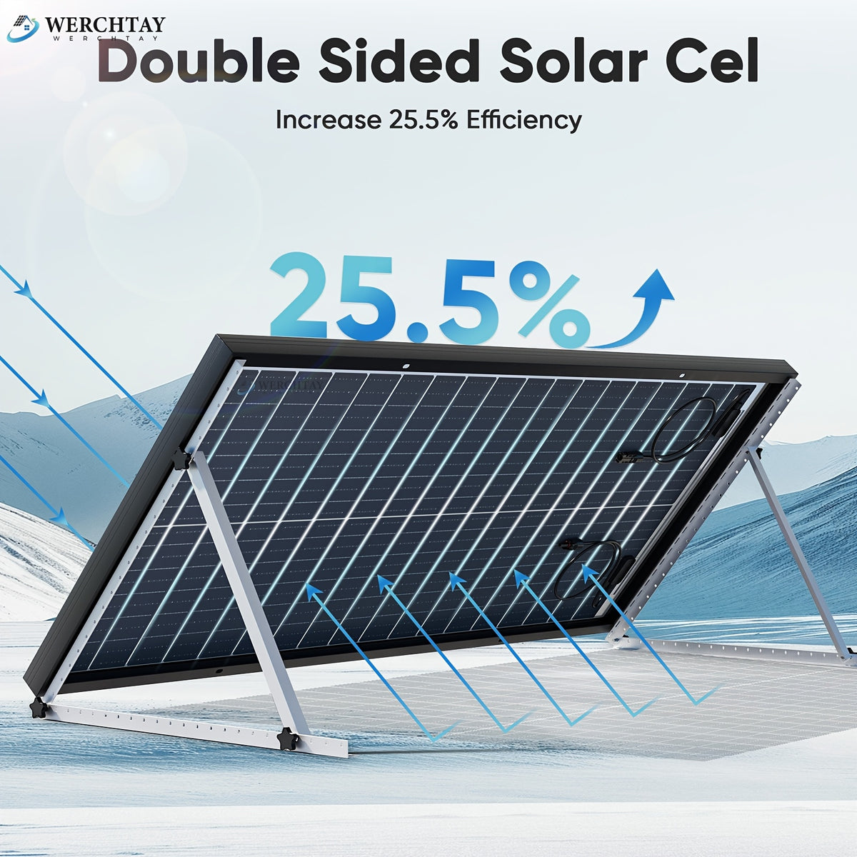Werchtay 200W Solar Panel, 12V Monocrystalline High-conversion Photovoltaic Modules, Suitable for Off-grid Systems Such As RVs, Home Battery Charging, Stadiums, And Industrial Power Applications(100W*2/100W*1)