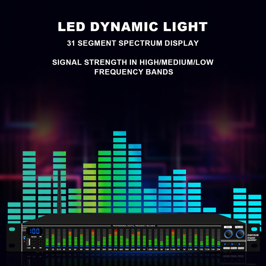 1U-EQ31 Digital Equalizer | Equipped with Real-time Spectrum Analysis, Suitable for Home Audio Systems, Studio Grade Equalizers, And Can Be Used In Conjunction with Audio Amplifiers, Amplifiers, Mixing Consoles, Mixers, Microphones, And Other Equipme