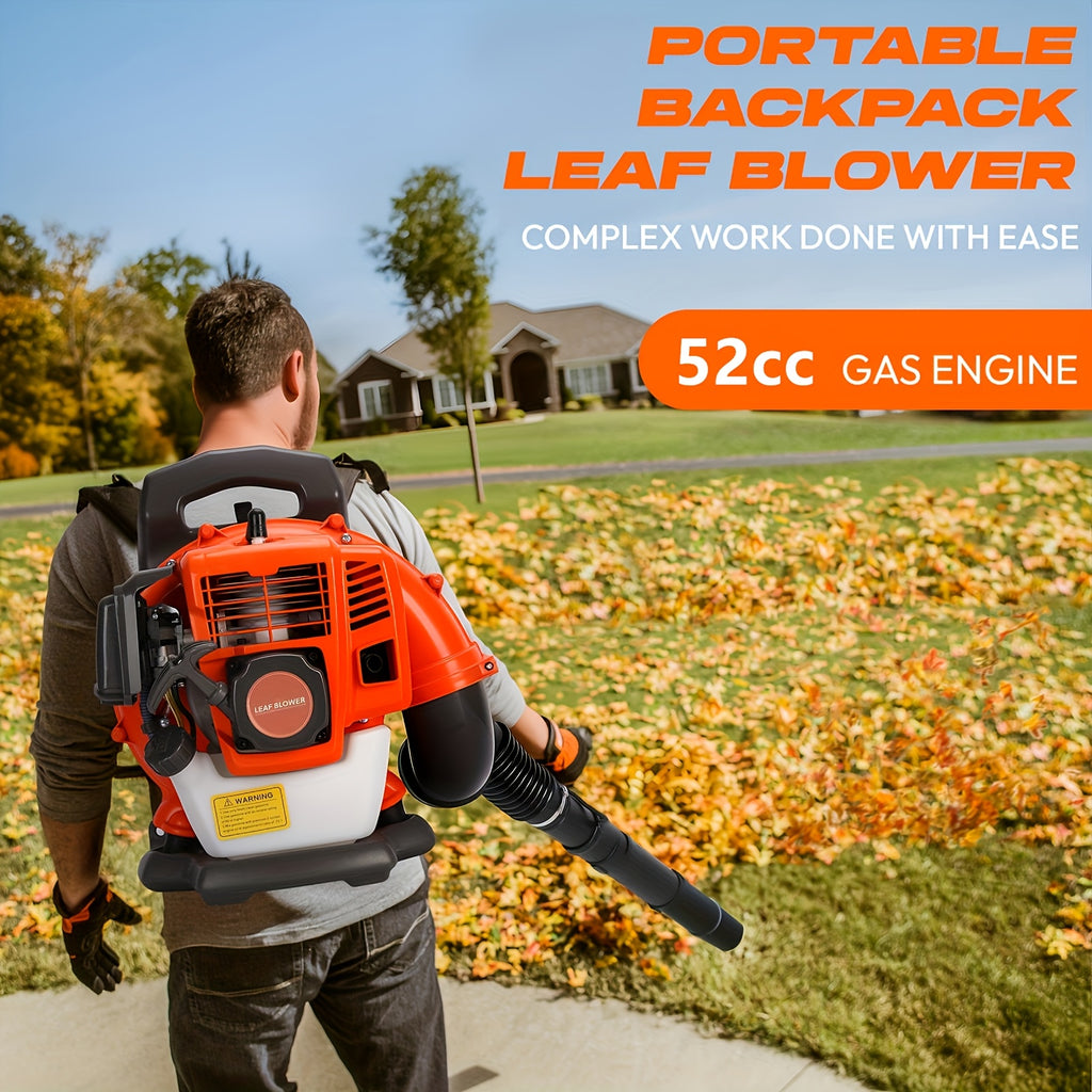 Leaf Blower, 52CC Gas Backpack Leaf Blowers For Lawn Yard, Garden Cleanup Tool, 2 Stroke Snow Blower For Lawn Care Yard Dust Debris