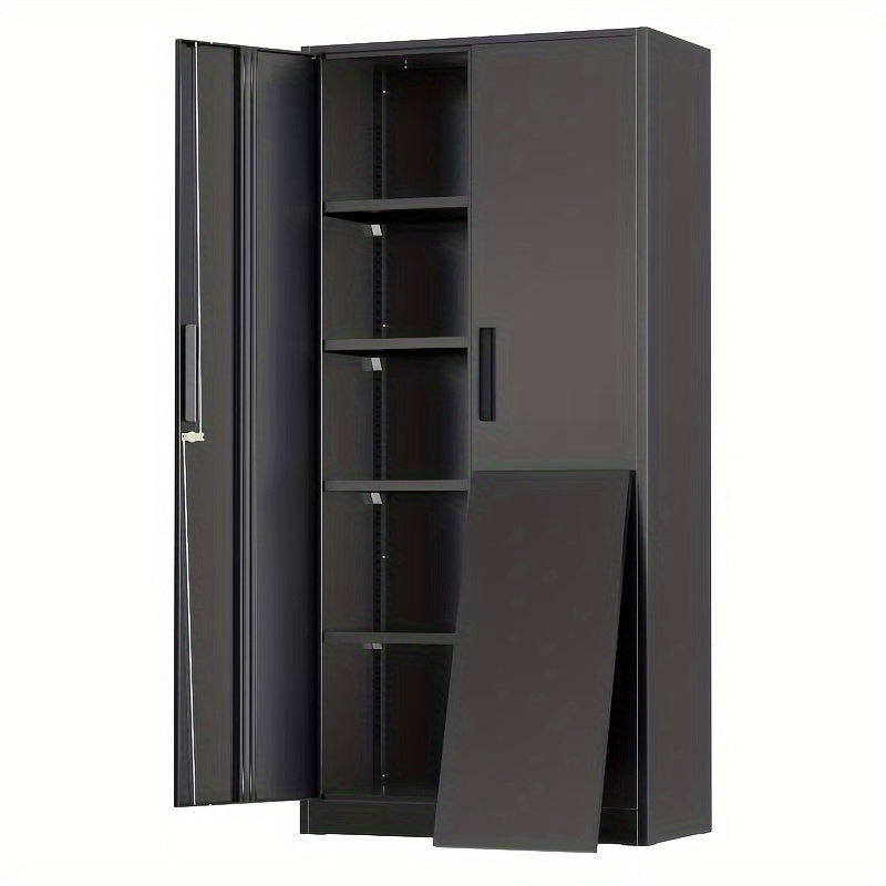 72" Metal Storage Cabinet with Lock, with 2 Doors And 4 Adjustable Shelves, Lockable Steel Storage for Office, Garage, Warehouse,, Home
