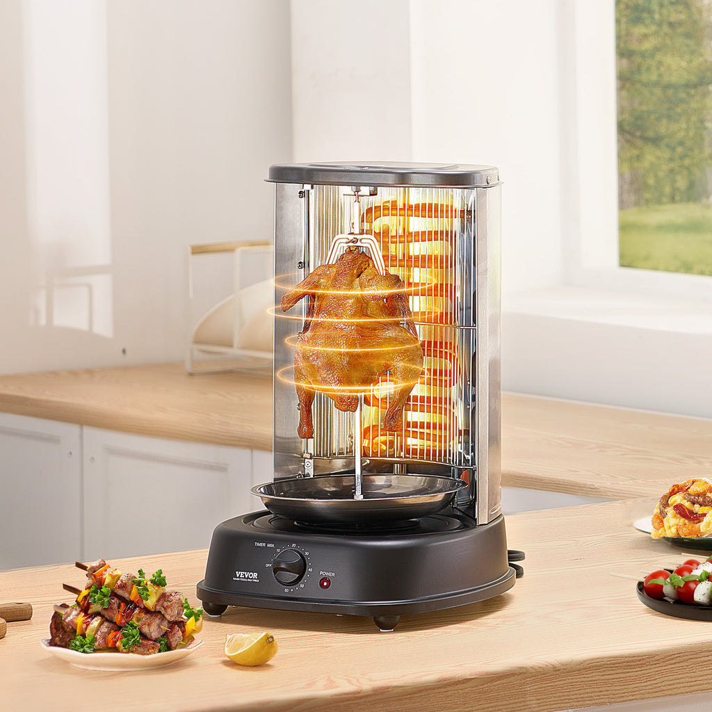 VEVOR Stainless Steel Shawarma Grill Machine Vertical Gyro Rotisserie Doner, Electric/Electric heating type/Gas (propane)