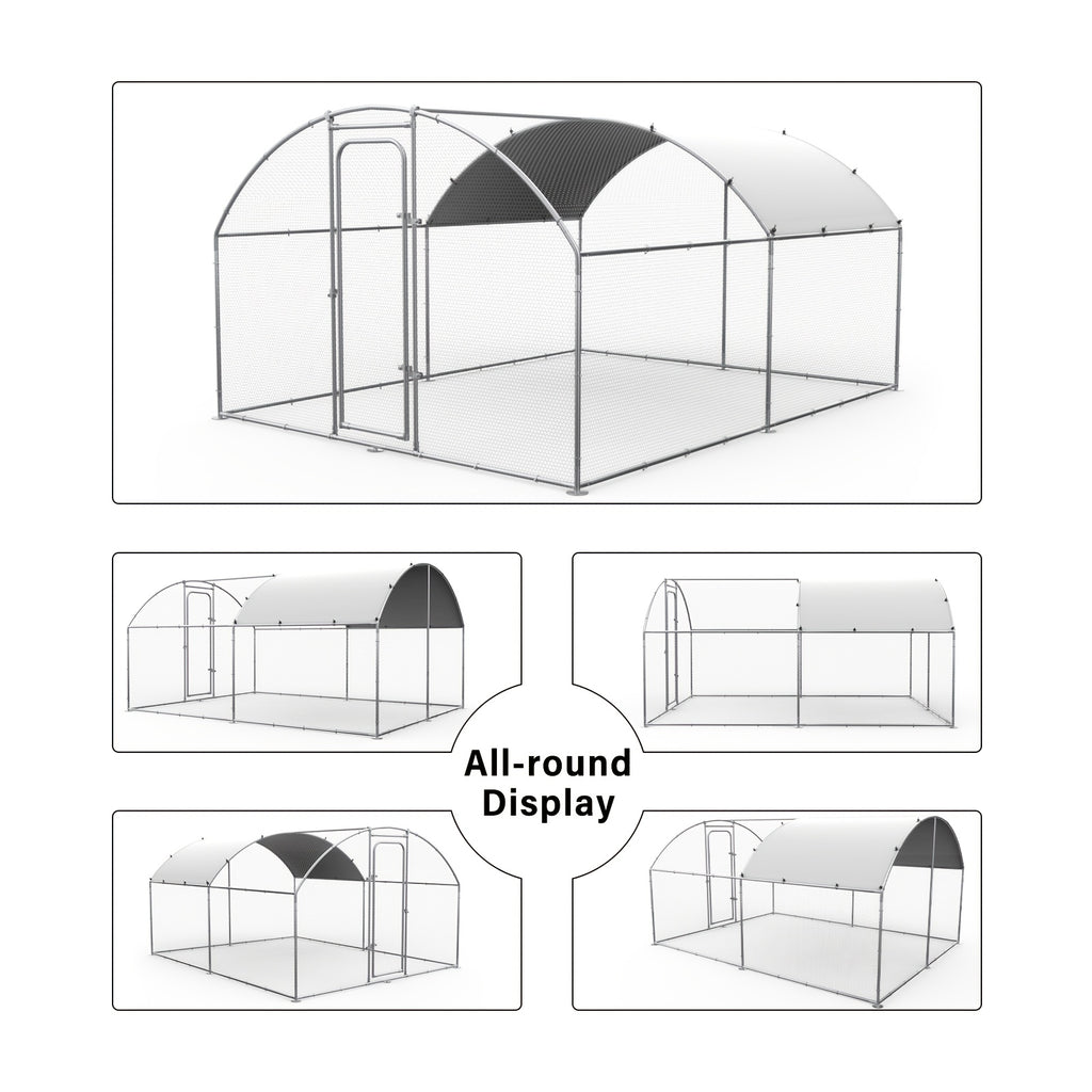 SNDM Chicken Coop Large Metal Chicken Run Upgrade Wire Mesh Chicken Pen with Water-Resident And Anti-Uv Cover, Duck Rabbit House Outdoor