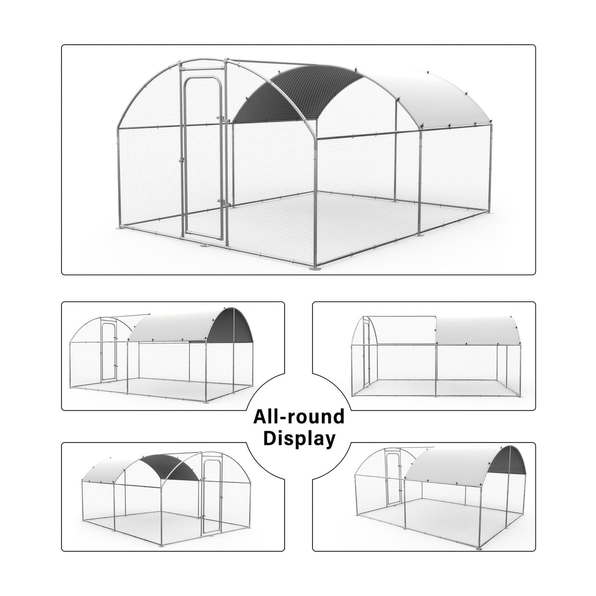 SNDM Chicken Coop Large Metal Chicken Run Upgrade Wire Mesh Chicken Pen with Water-Resident And Anti-Uv Cover, Duck Rabbit House Outdoor