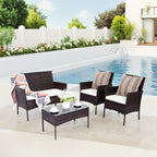 The HARAISEDK Handmade Outdoor Wicker Patio Sofa Set, Combined with A Tempered Glass Coffee Table, Is An All - Weather PE Rattan Furniture Piece That Is Applicable to Courtyards, Patios, Balconies, Backyards, Decks, Bars And Cafes.