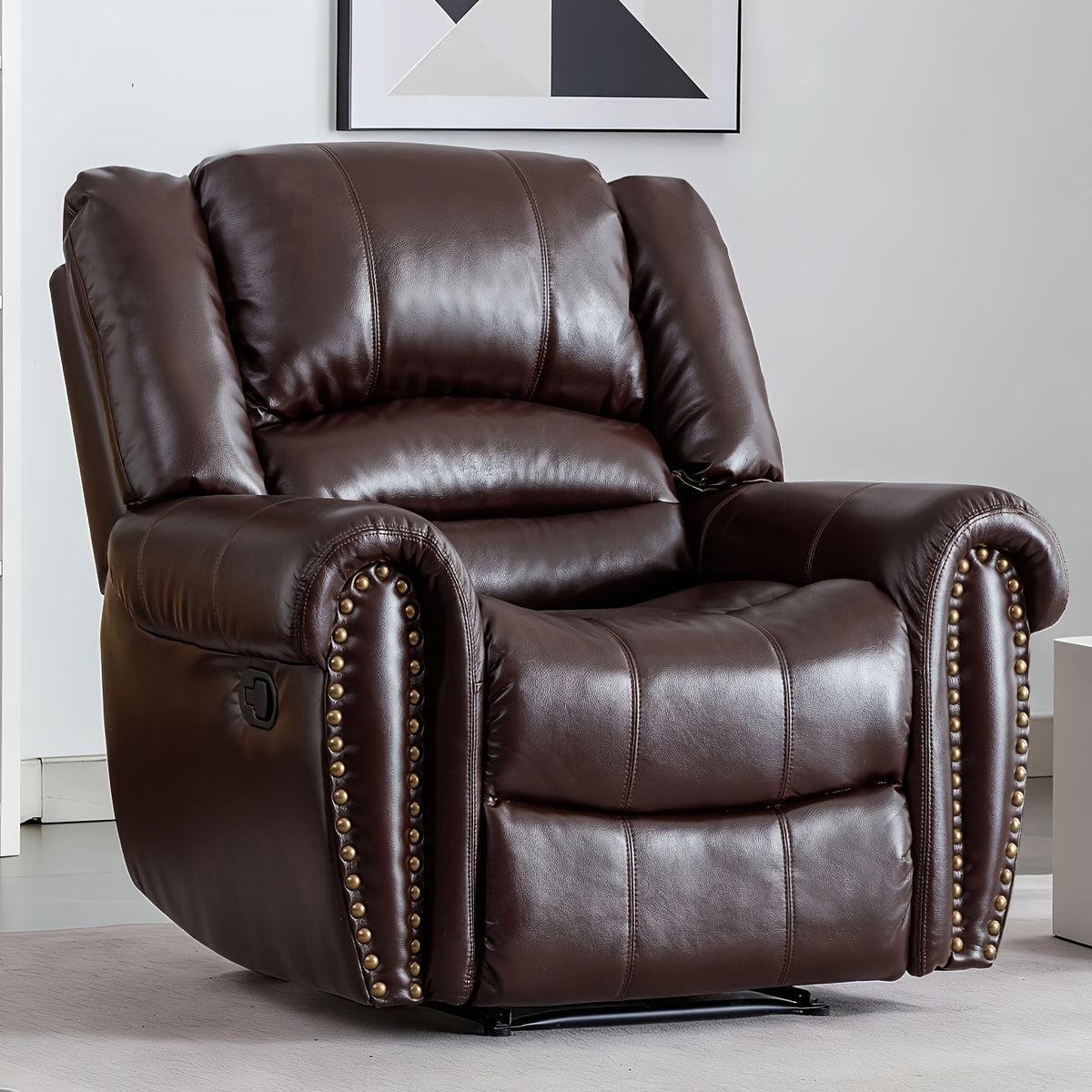 Faux Leather Recliner Chair, Classic And Traditional Manual Recliner Chair with Comfortable Arms And Back Single Sofa for Living Room