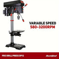 BUCKTOOL 12 INCH 6.2A Professional Bench Drill Press, 3/4HP Powerful Benchtop Drill Press, Variable Speed Drill Press With Work Light