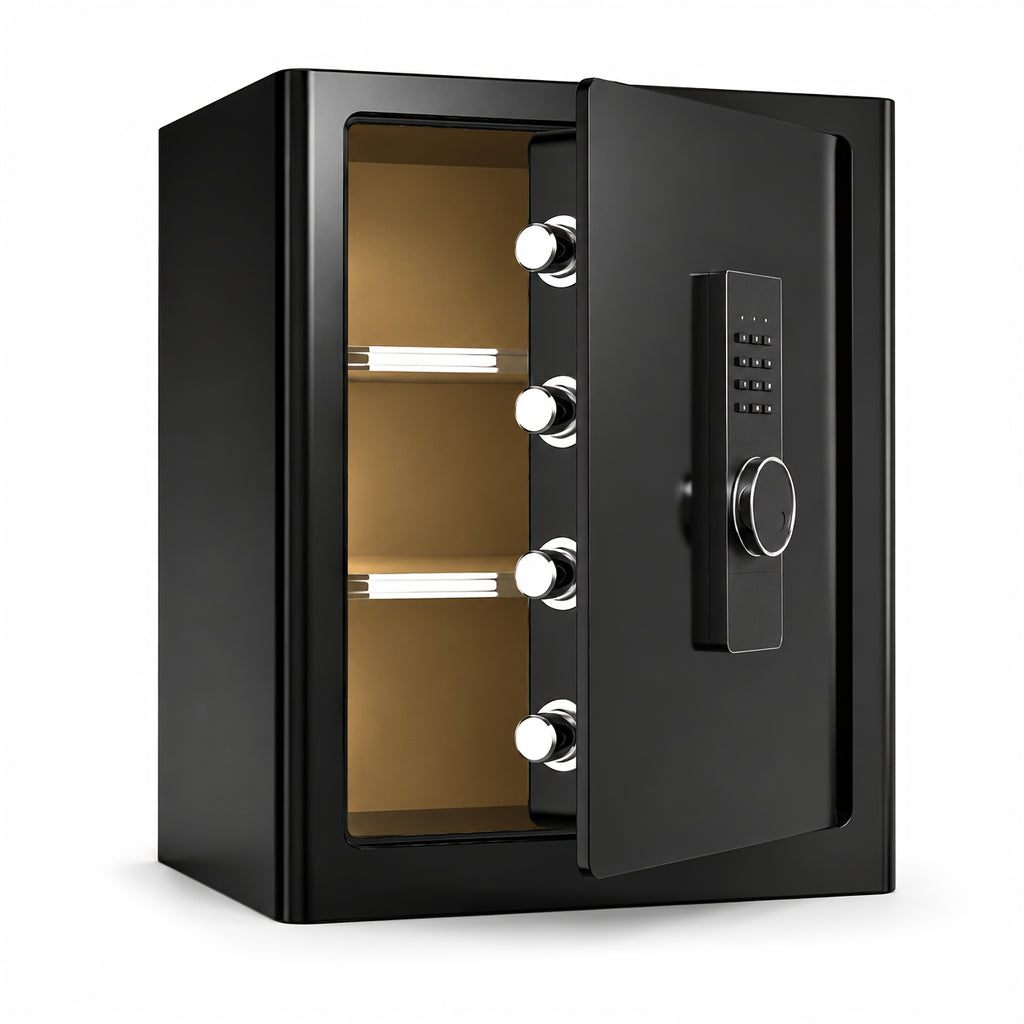 [Security Safe Box] FABAO for Home Safe Box, 2.0 Cuft Security Safe with Digital Keypad, Personal Document Safe with LED Light And Shelf, Drawer for Home Dorm Office Hotel Business