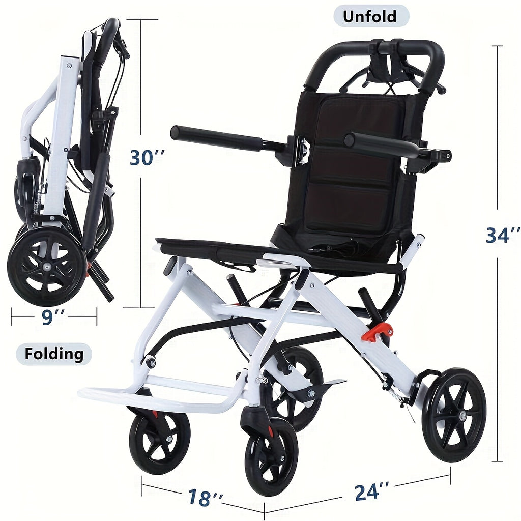 Aevi Ultra-Light Folding Portable Wheelchair for the Elderly, Portable Wheelchair for Adults and Children, Load Capacity 220 Lbs, Suitable for the Elderly, Adults, and Seniors for Outings, Can Be Placed in the Trunk
