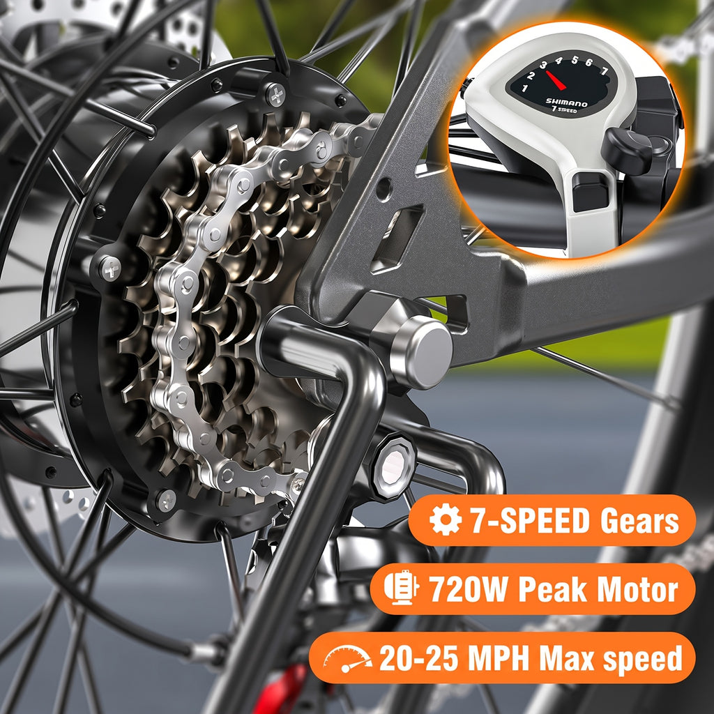 Road Electric Bike 720W Motor Top Speed 20-25MPH 375WH Battery 50 Miles Of Battery Life Suitable for Urban Commuting And Mountain Cross-country for Adults And Teenagers An Ideal Gift for Cycling Enthusiast