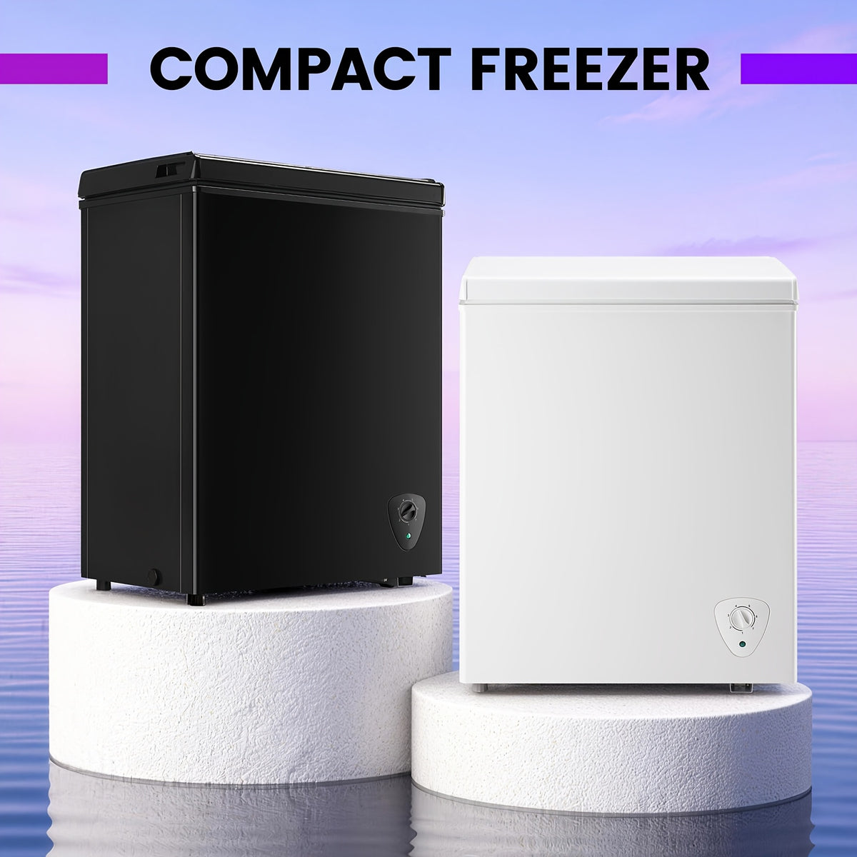 3.5/2.5 Cubic Feet Chest Freezer with 2 Removable Baskets Free Standing Top Open Door Compact Deep Freezer with Adjustable Temperature for Home, Kitchen, Office, Bar