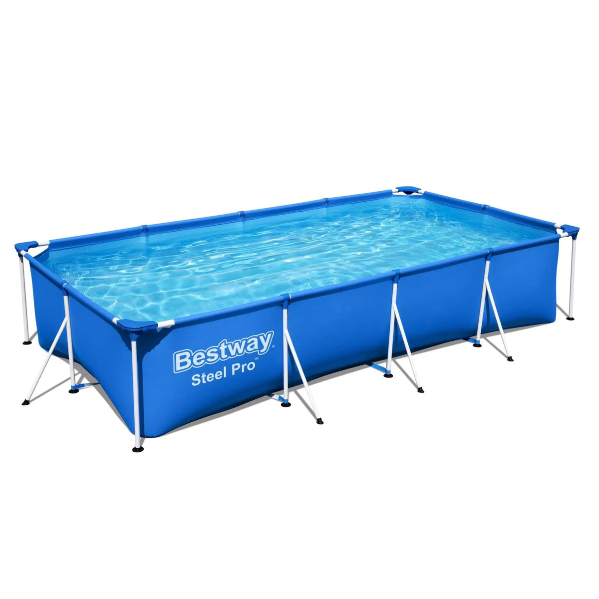 Steel Pro 13 Foot x 32 Inch Rectangular Above Ground Outdoor Pool Steel Framed Vinyl Swimming Pool with 1,506 Gallon Water Capacity, Blue