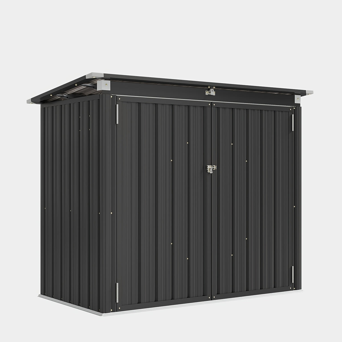 UFFIGAMA Lockable Outdoor Trash Can Storage Shed - 4.93 X 2.6ft Metal Garbage Bin Enclosure with Chain Lid, Waterproof & Weather-Resistant, Ideal for Trash Cans, Lawn Mower, And Garden Tools, Perfect for Backyard & Patio