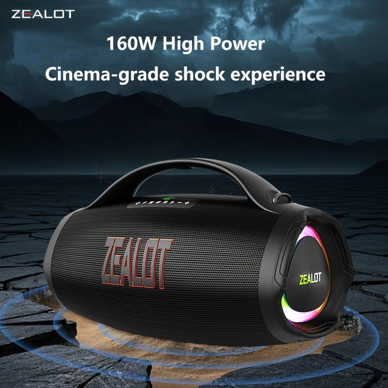 ZEALOT 160W Large Speaker, Wireless Speakers with Subwoofer, 60 Hours Playtime, 36000Mah Battery, Fast Charging, Water Resistance, Dual Pairing, Booming Bass. Charging Cable, Connect with Mobile Phone/Tv. for Home, Car, Outdoor, Camping