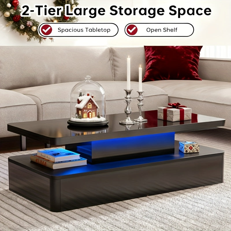 Modern LED Coffee Table for Living Rooms and Patios in Black or White with 16-Color Lighting