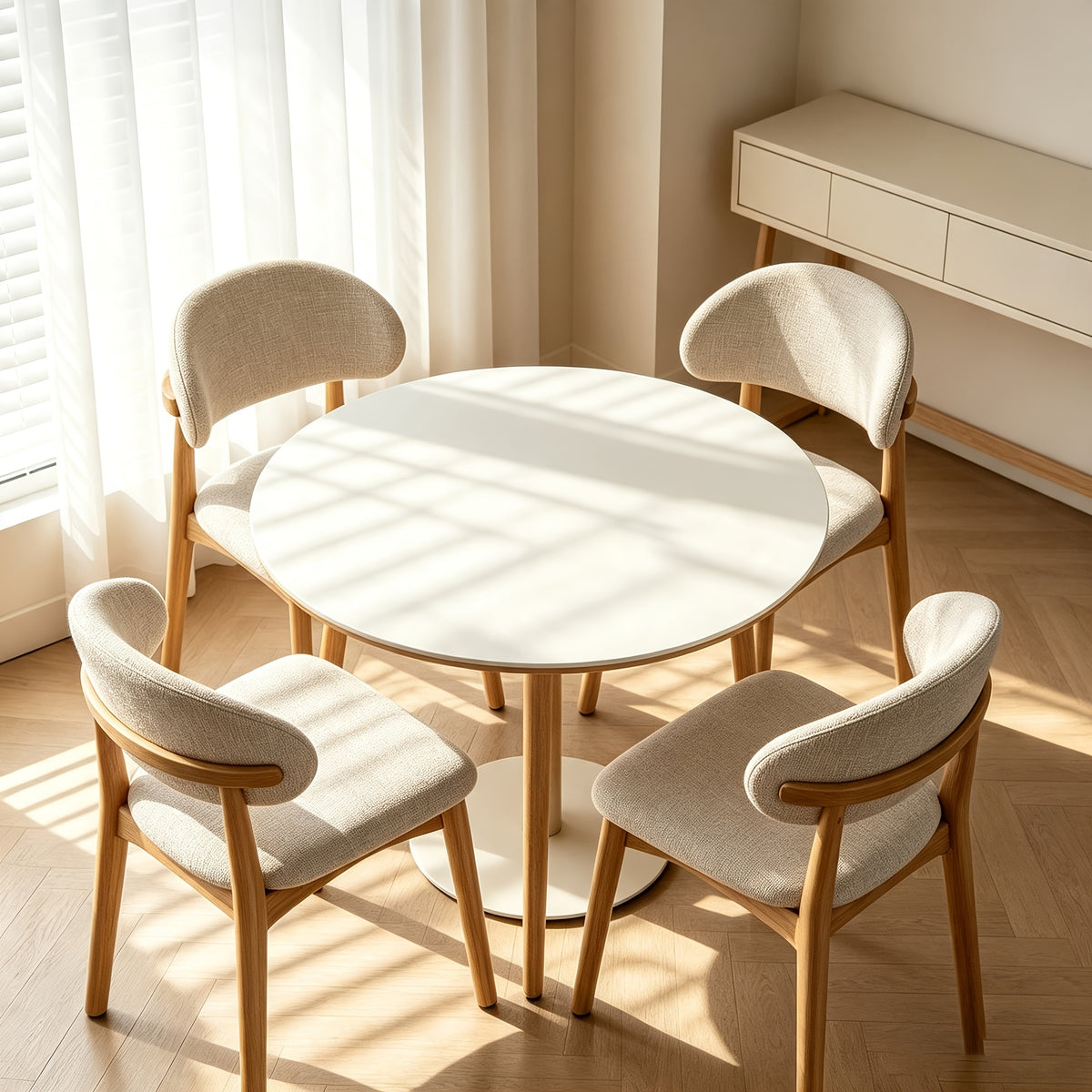 Medieval Modern Style Dining Chair Set (2pcs/4pcs Set) with Curved Backrest, Ergonomic Cushioned Chair Surface, Natural Wooden Legs with Adjustable Anti Slip Foot Pads, Sturdy Frame, Suitable for Kitchens, Restaurants, Cafes, And Dining Rooms
